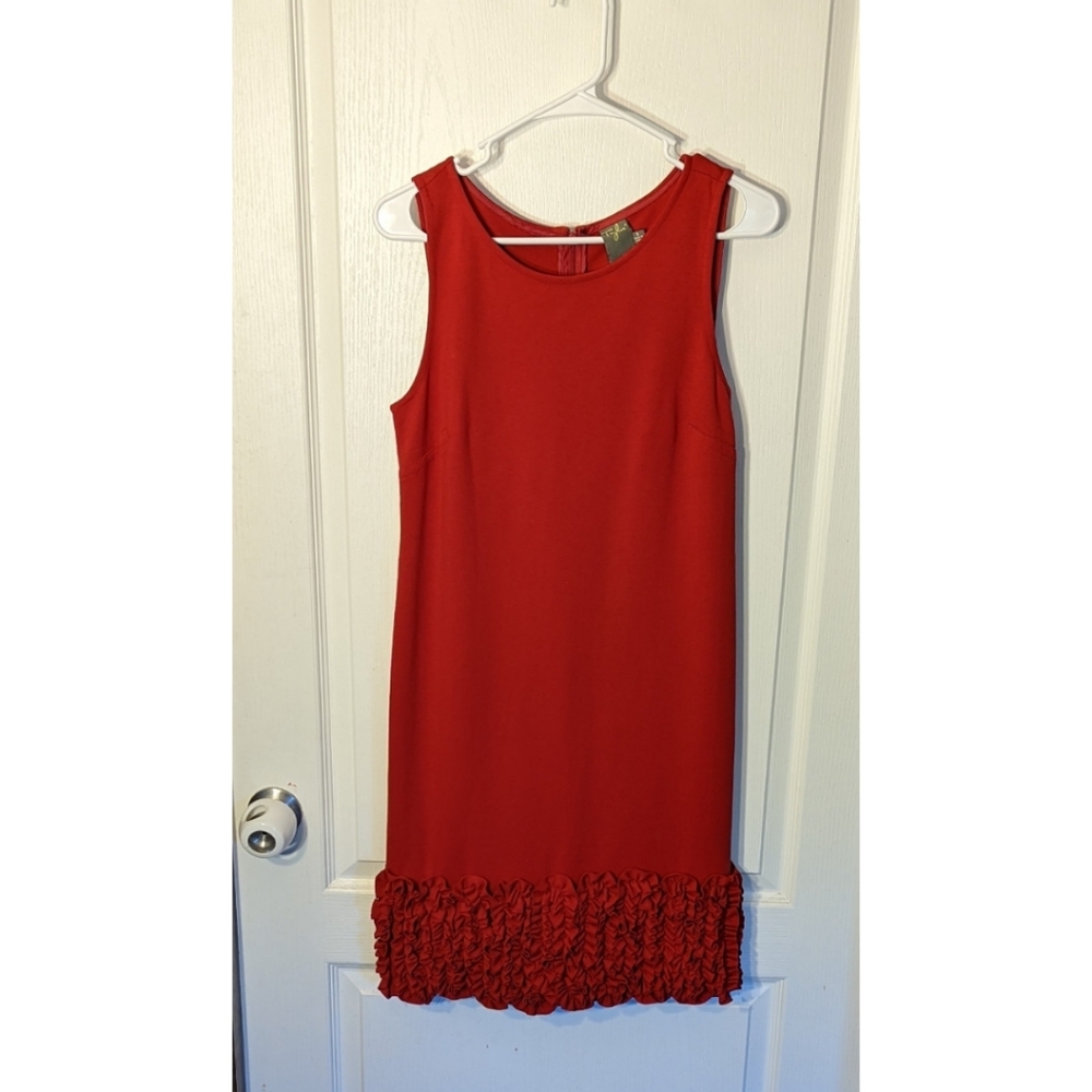 Red Taylor Ruffled Hem Dress
